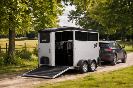 Ifor Williams HBX 511 Pferdeanhänger 2700 kg Aluminium 2 Pferde mit Rampe Frontausstieg Vollpoly Dach NEU