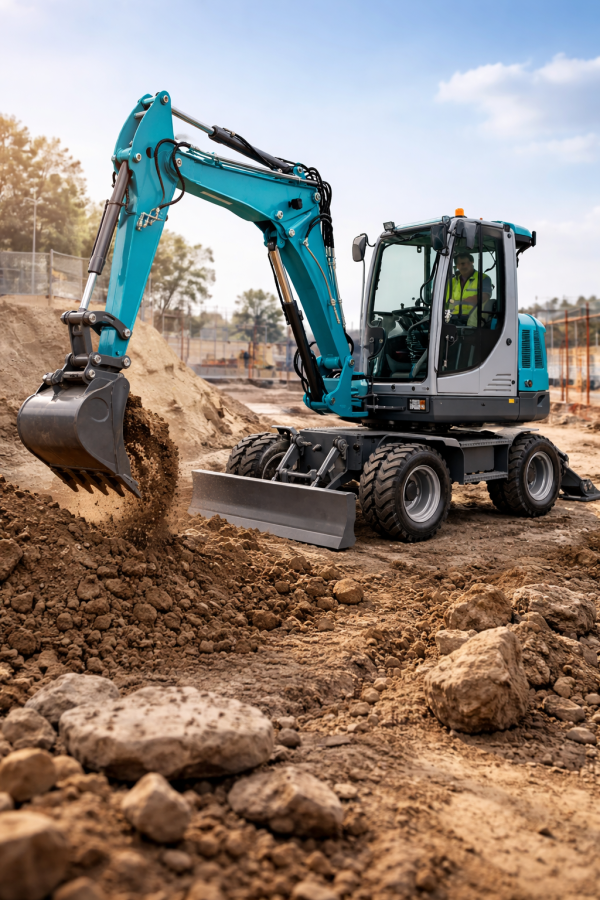 Mini-Bagger 8 Tonnen auf Rädern – Stage V